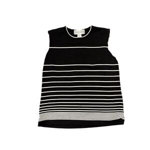 Jones Wear Black & White Striped Sleeveless Knit Top L